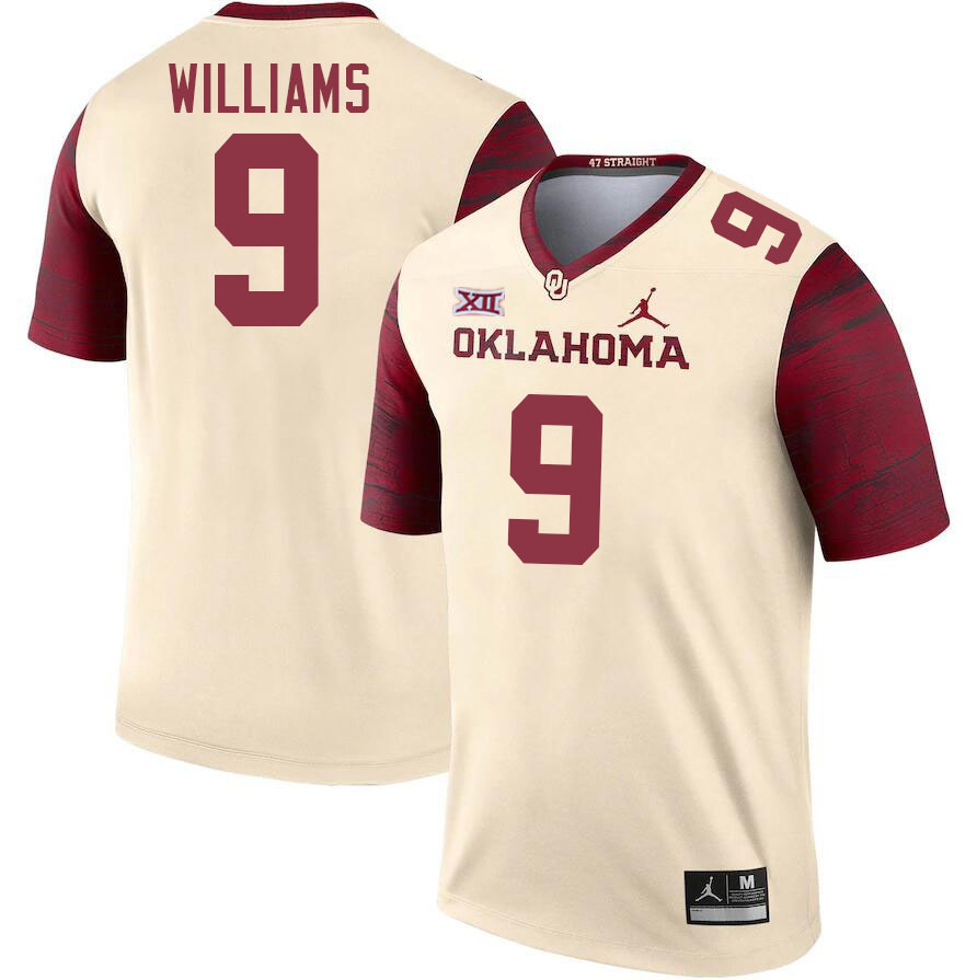 Men #9 Gentry Williams Oklahoma Sooners College Football Jerseys Stitched Sale-Cream